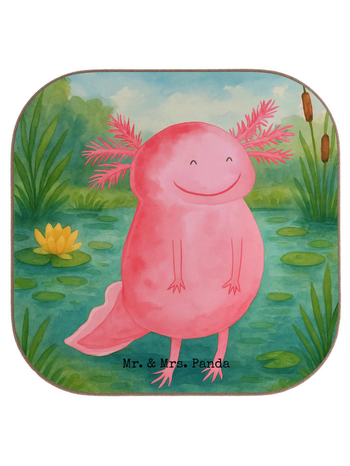 Coaster Axolotl Glücklich Design ohne Spruch in Weiß