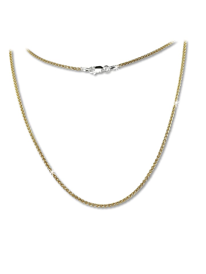 925 Silber vergoldet (Gelbgold 333) Damen SilberDream Halsketten Zopf ca. 45cm