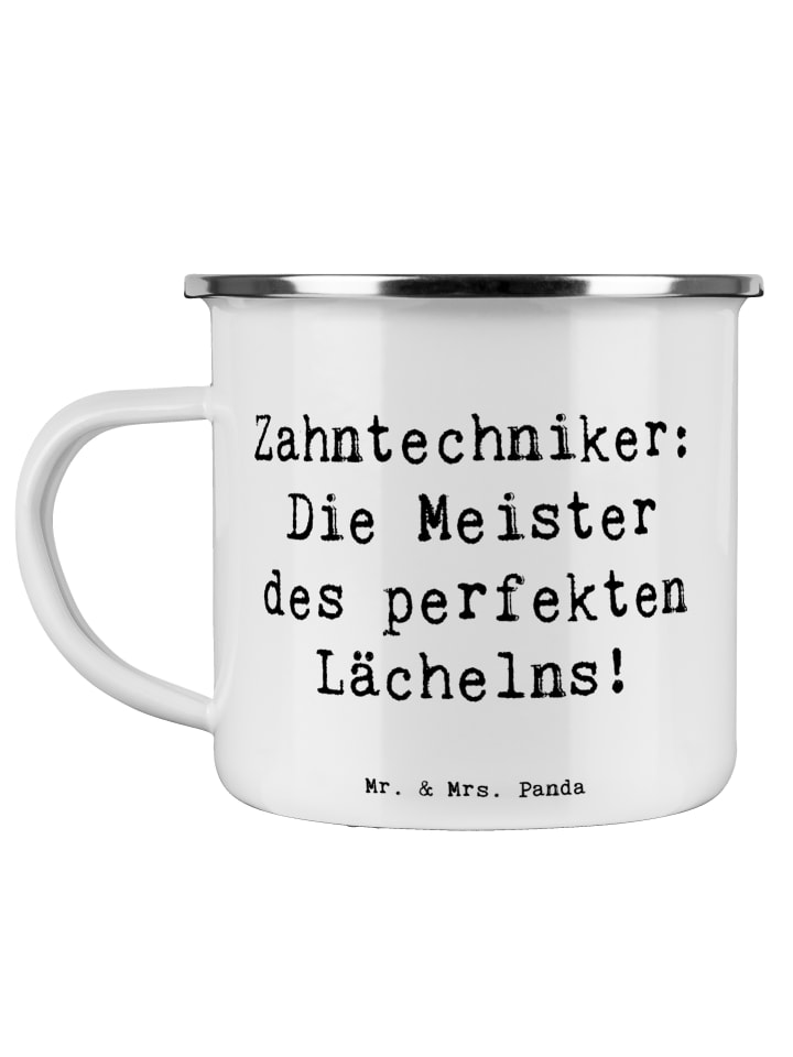 Becher Spruch Zahntechniker Lächeln mit Spruch in Weiß