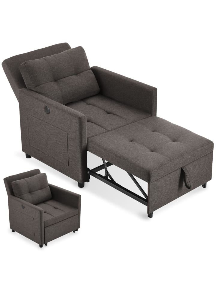 Schlafsessel Toyama, 82 x 80 x 86 cm, Belastbarkeit 150 kg, dunkelgrau