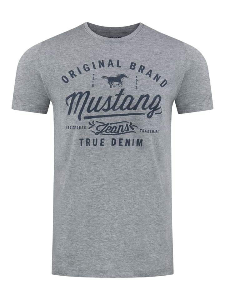 T-Shirt Basic Print in Grau