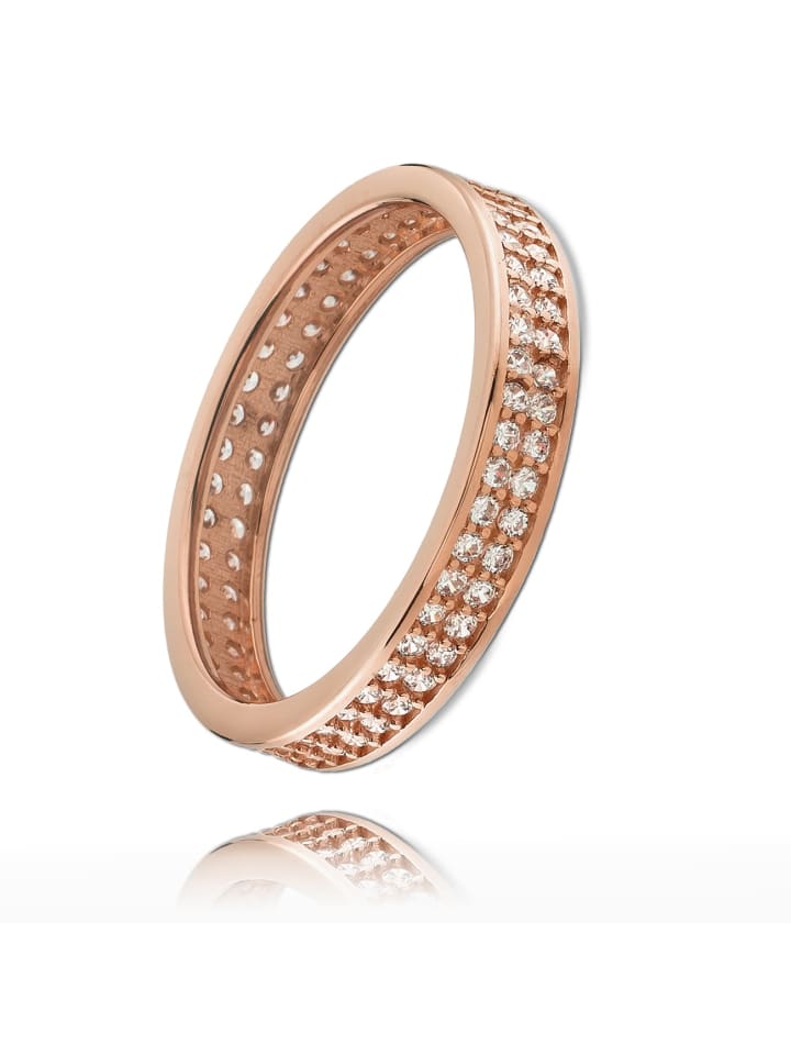 333 Rosegold - 8 Karat Damen Ringe 2-reihig Zirkonia Fingerring 58 (18,5)