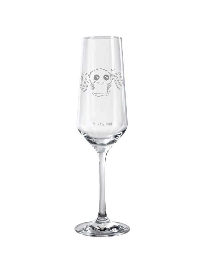 Flute Glas Spinne Agathe Sandwich ohne Spruch in Transparent