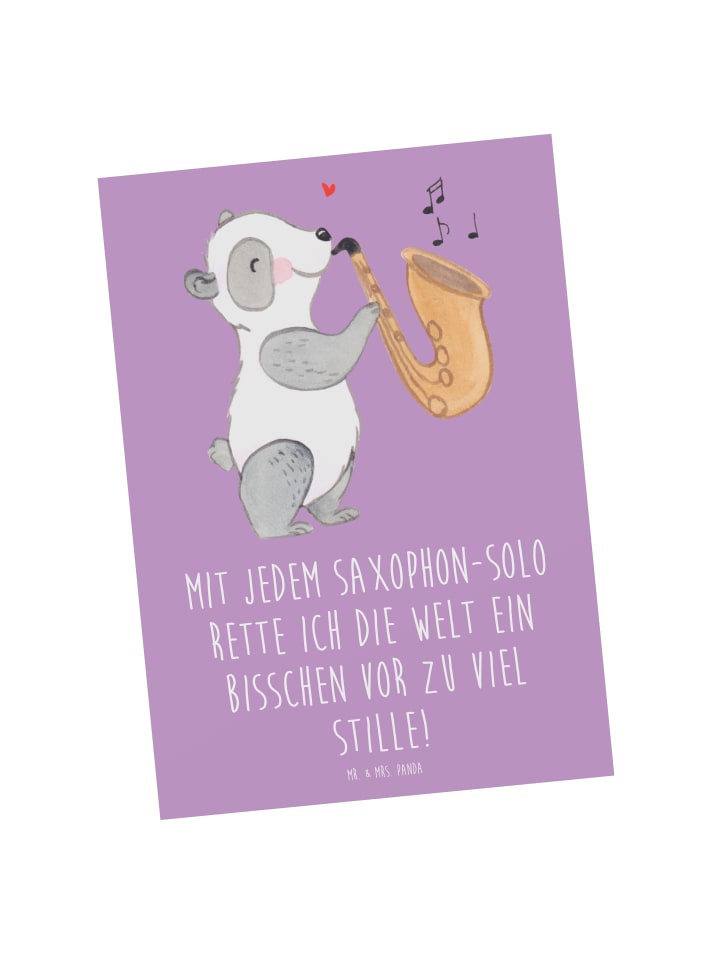 Postkarte Saxophon Magie mit Spruch in Lavendeltraum
