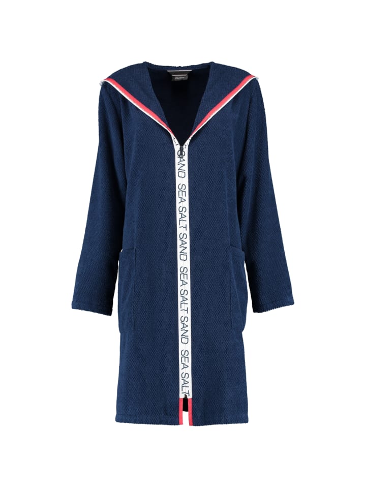 Cawö Bademäntel Damen Reißverschluss mit Kapuze Sea Salt Sand 3101 navy - 133 in navy - 133
