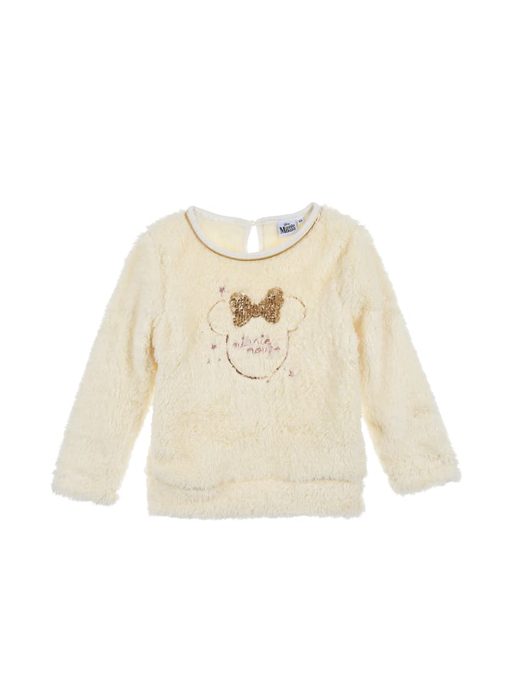 Pullover Fleece Sweatshirt mit Pailletten in Beige
