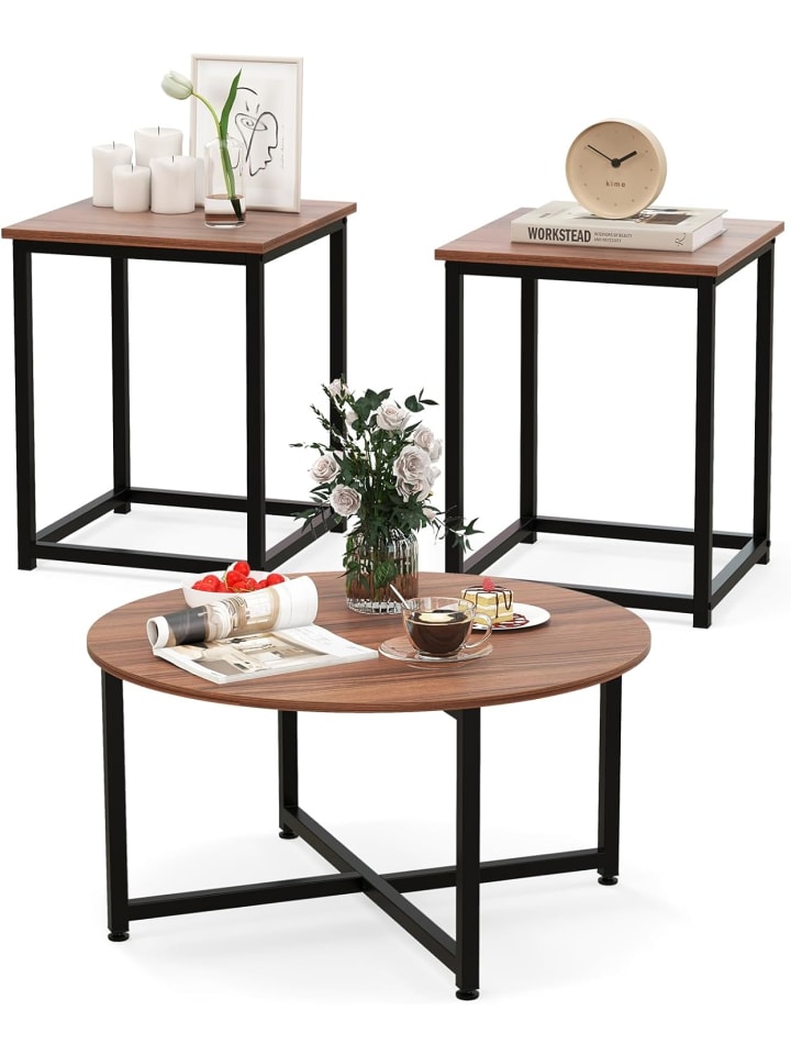 3 tlg. Set Couchtisch in Braun