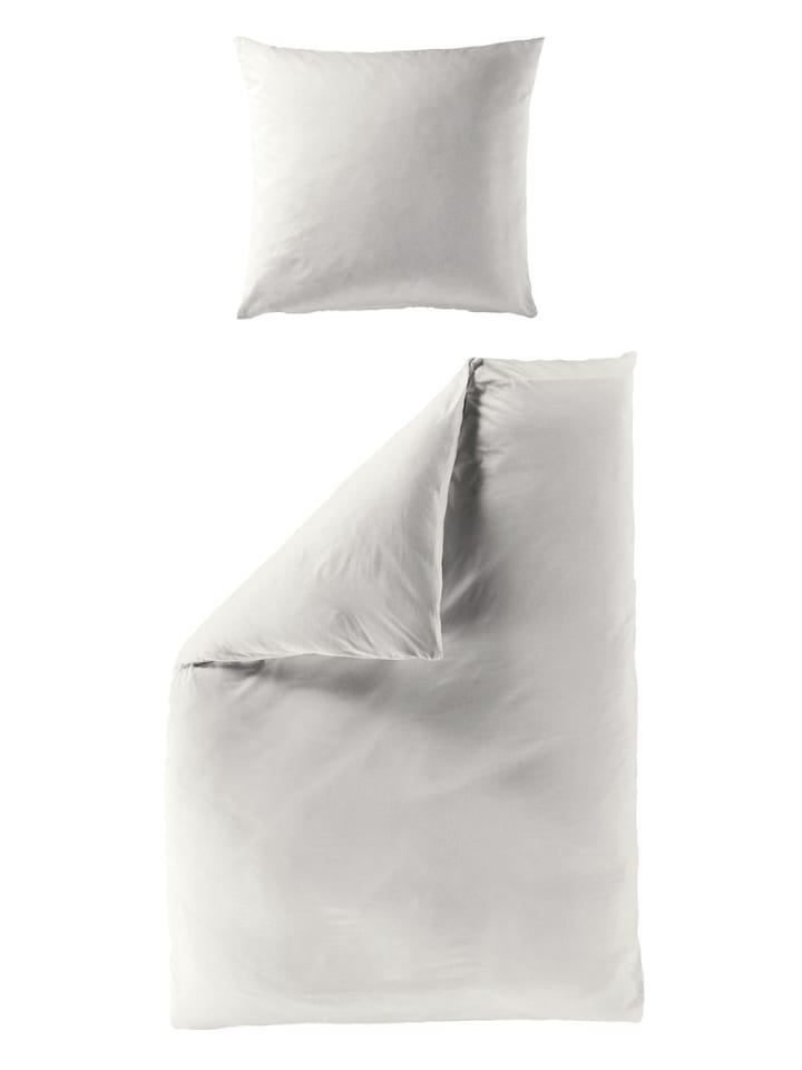 Mako Satin Bettwäsche Einfarbig in Silber
