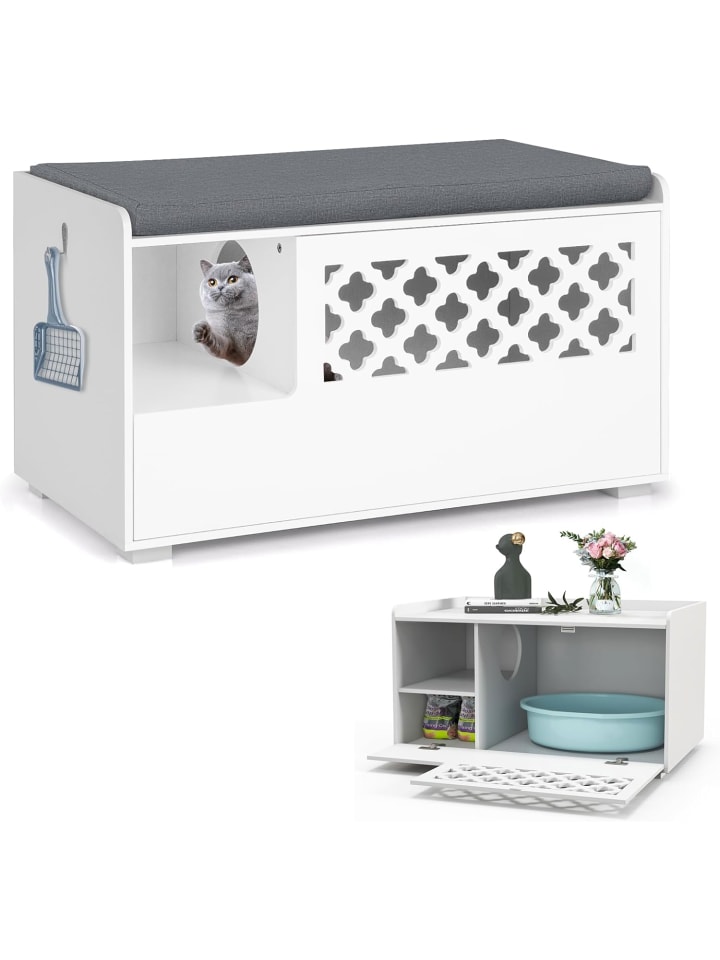Katzenschrank Schuhbank 2in1 in Weiß