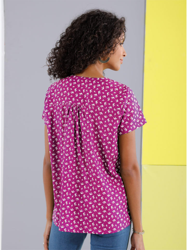 Bluse in magenta-bedruckt