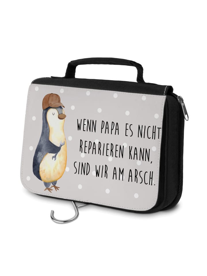 Kosmetiktäschchen Wenn Papa es nicht reparieren... in Grau Pastell