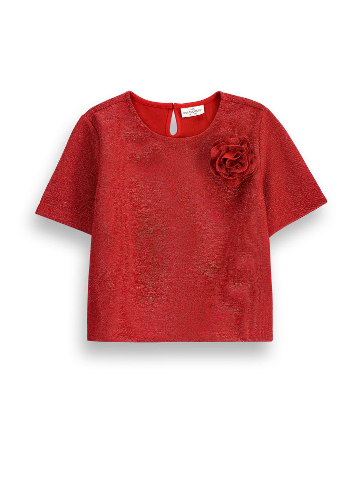 Bauchfreies T-Shirt mit kurzen Ärmeln in rot