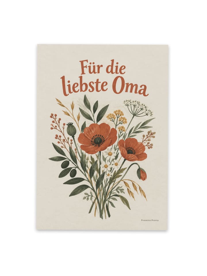 Postkarte Blumenstrauß modern Design mit Spruch in Weiß