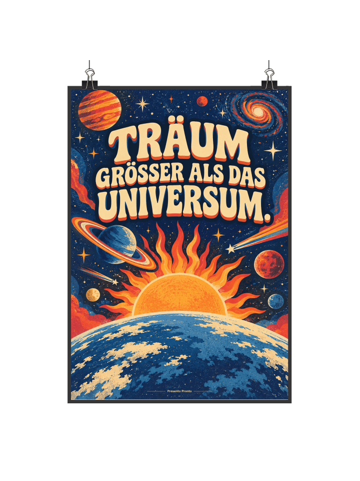 Poster Planet retro Design mit Spruch in Weiß