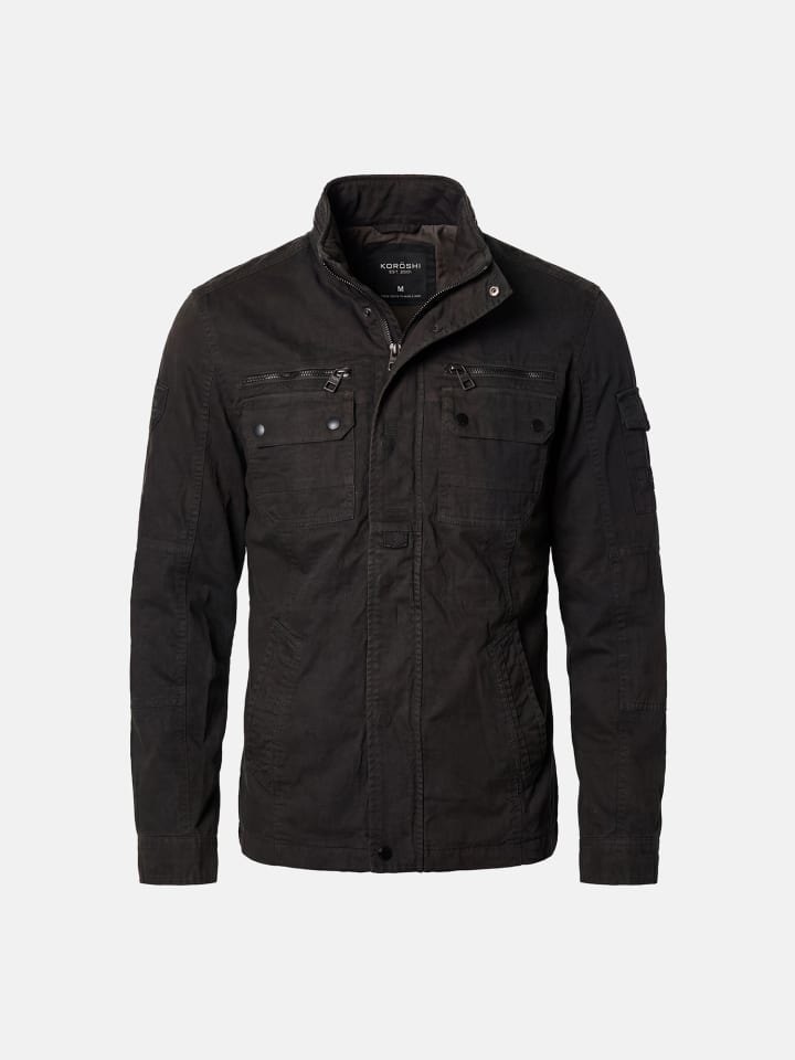Leichte kurze Baumwolljacke in Schwarz