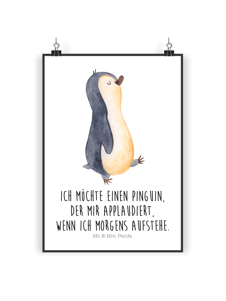 Poster Pinguin mHerzieren mit Spruch in Weiß