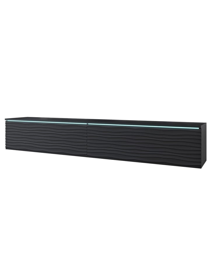 Lowboard D schwarz Wellenmuster 180 / 33 / 30cm