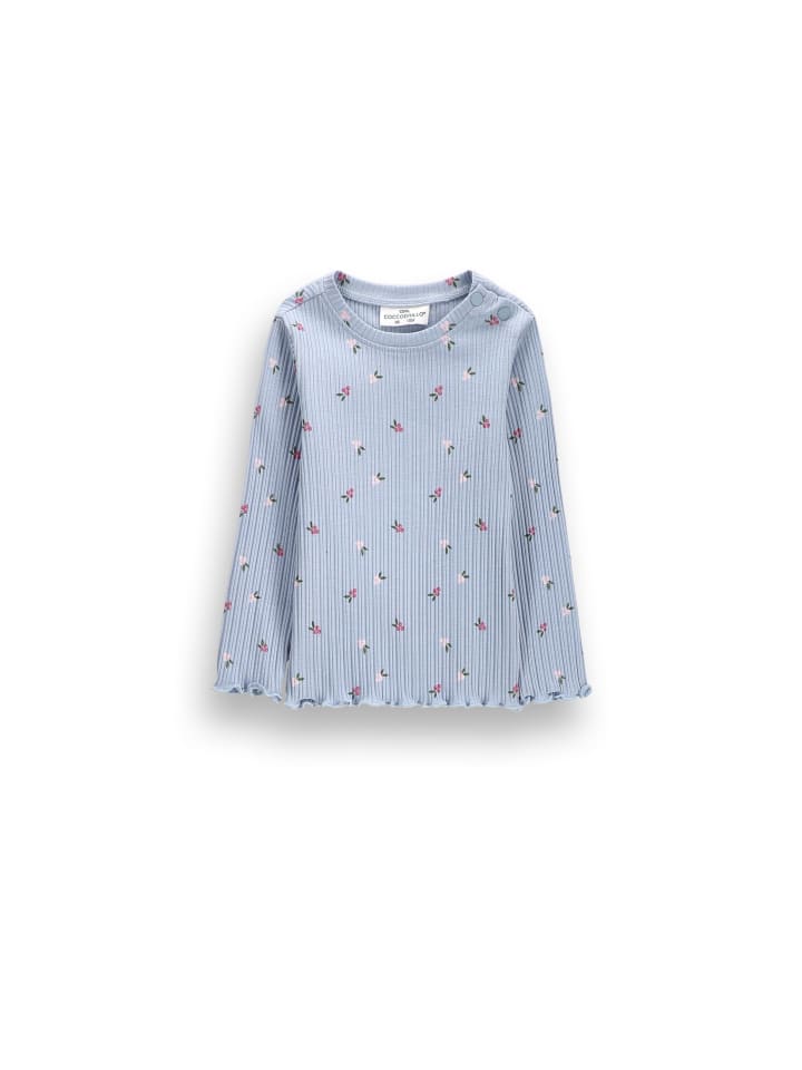 Geripptes Langarmshirt in hellblau