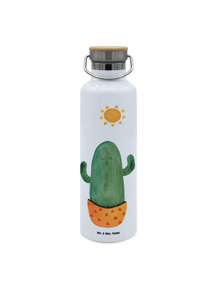 Trinkflasche Edelstahl Kaktus Sonne ohne Spruch in Weiß