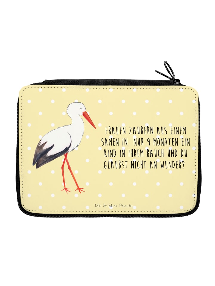 Stifteetui Storch mit Spruch in Gelb Pastell