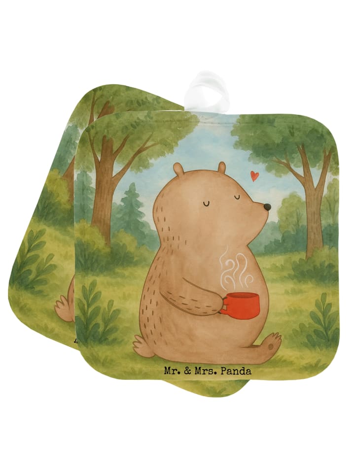 Topflappen Bär Kaffee Design ohne Spruch in Weiß