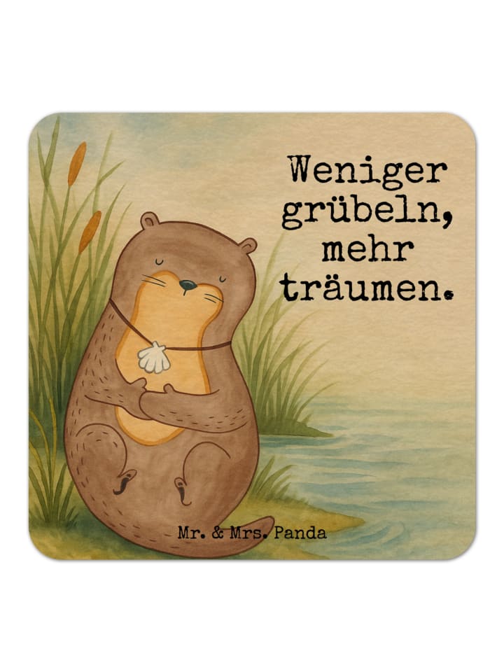 Bierdeckel Otter Muschel Design mit Spruch in Weiß
