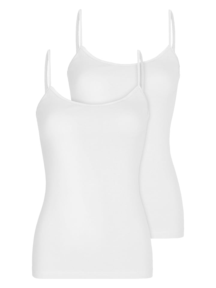 2er Pack Damen Spaghettitop in weiss