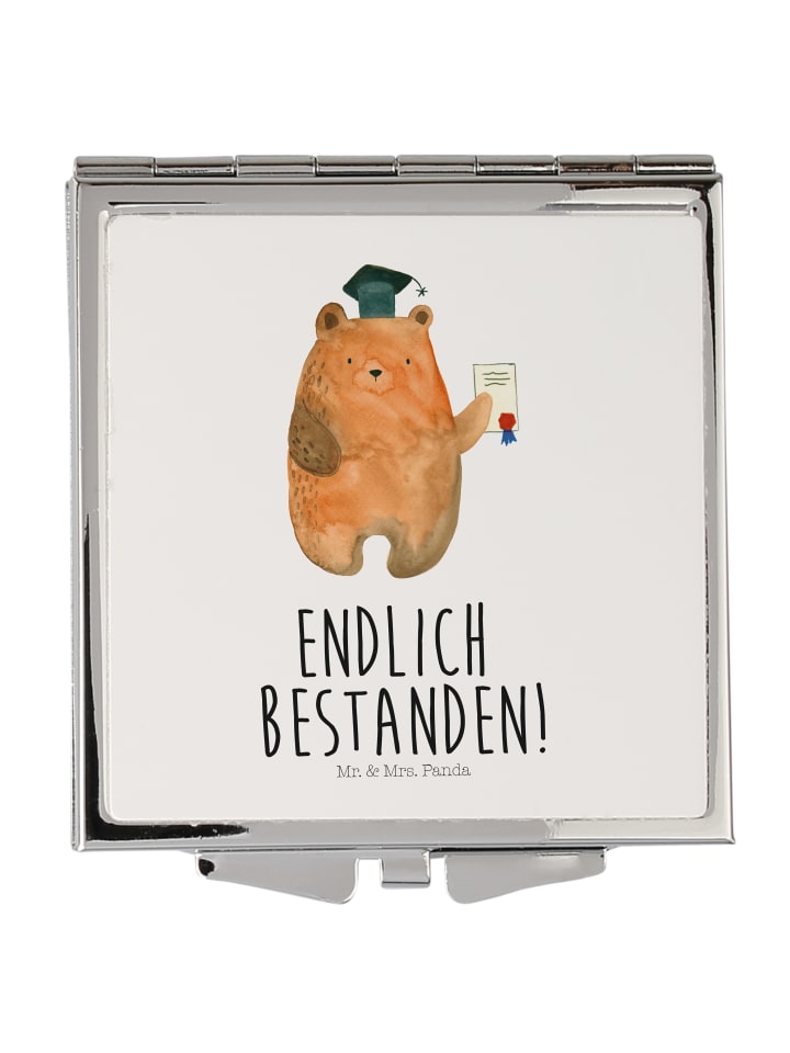 Schminkspiegel Bär Prüfung mit Spruch in Weiß