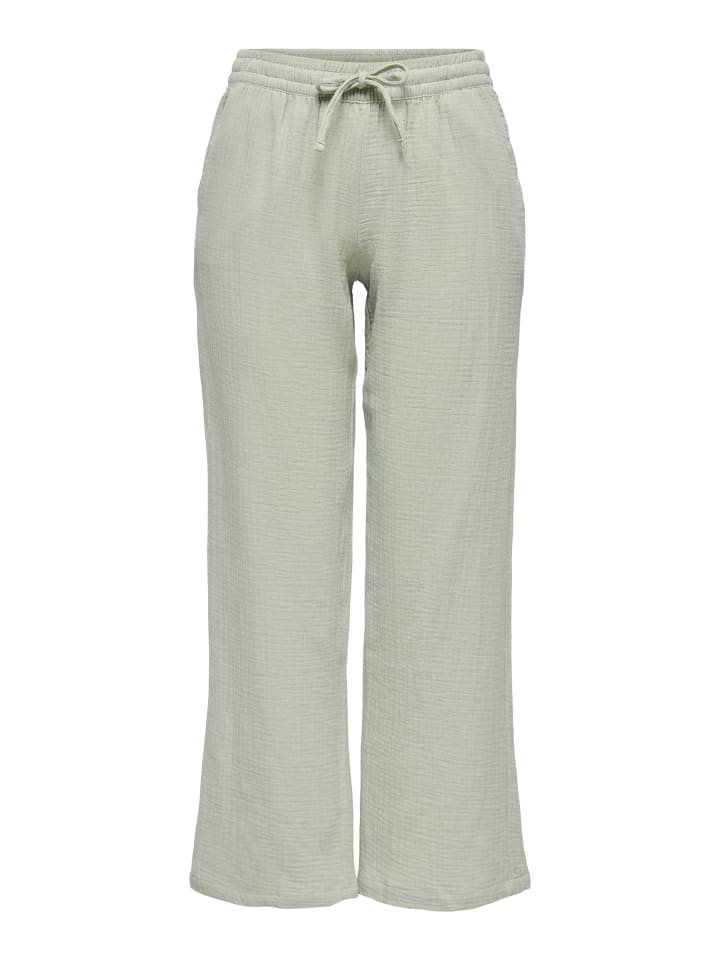 Palazzo Leinenhose mit weitem Bein und Kordelzug in Mint