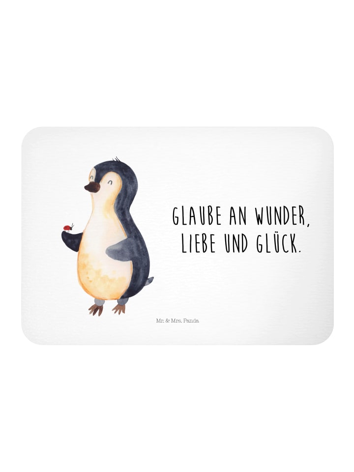 Magnet Pinguin Marienkäfer mit Spruch in Weiß