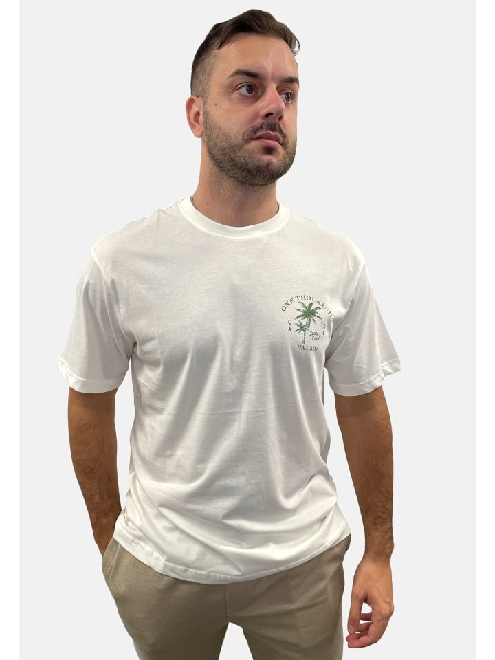 T-Shirt 2er-Set locker geschnitten Rundhals Kurzarm in Weiß-Beige