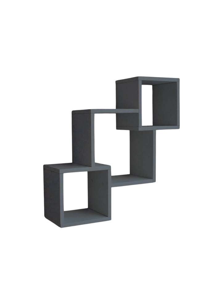 Wandregal vertikal versetztes Regal "Connect" aus Holz in Anthrazit