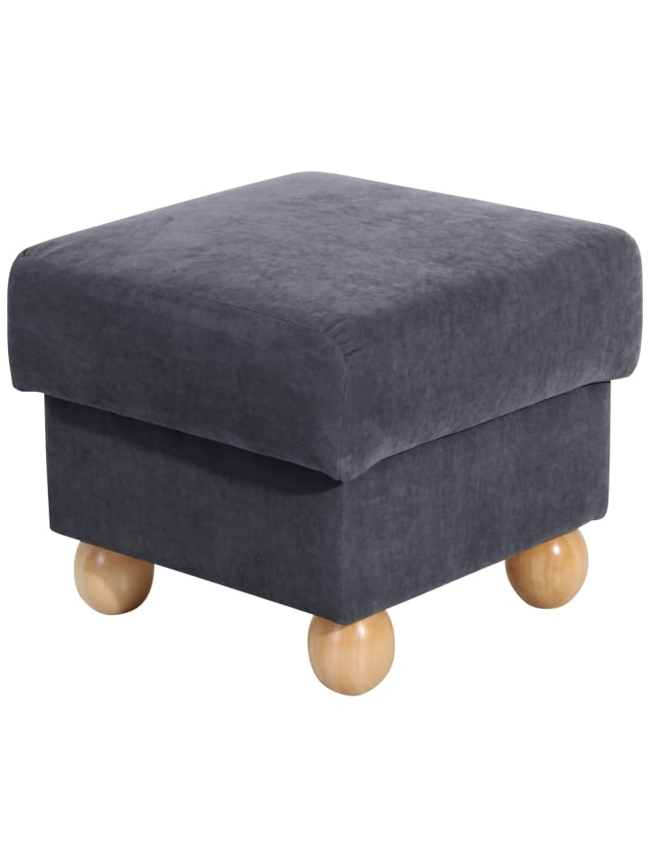 HOCKER Kasha Bezug Veloursstoff Buche natur / anthrazit