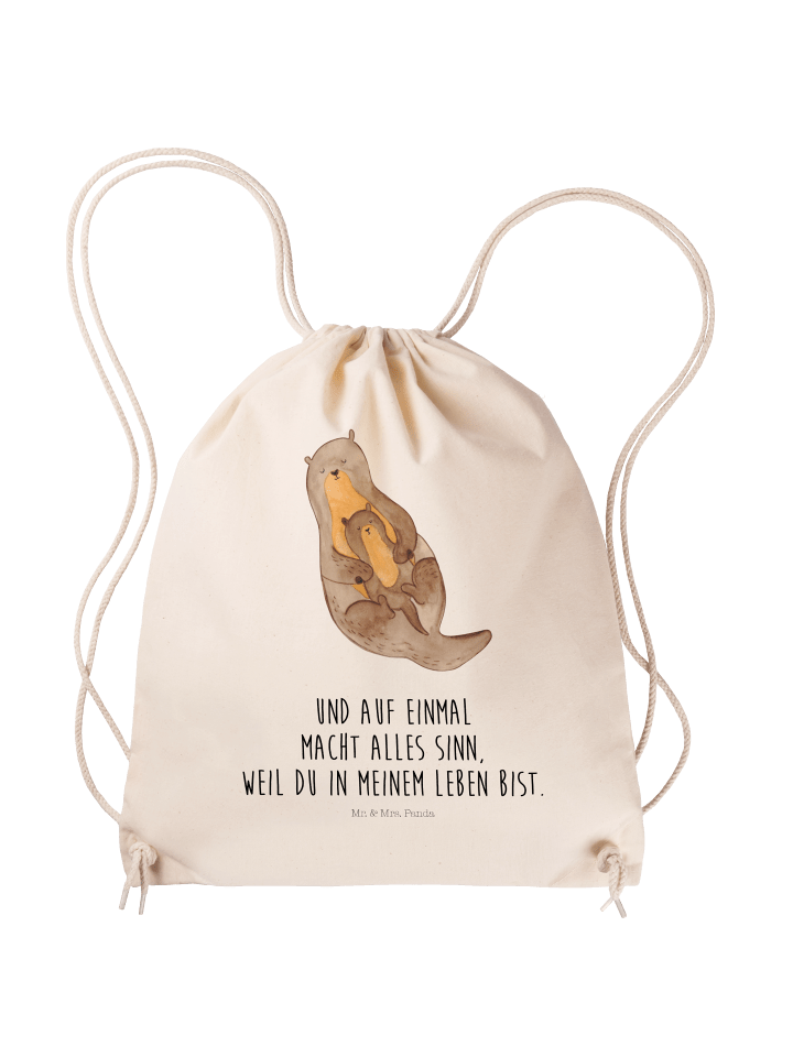 Jutebeutel Otter Kind mit Spruch in Creme