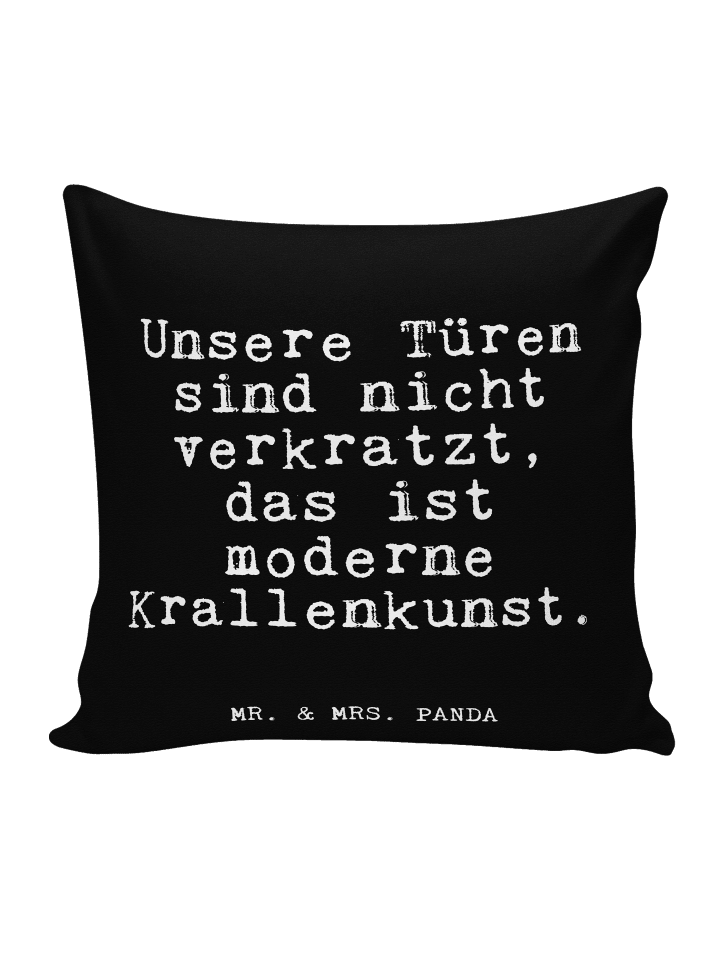 Deko Kissen Unsere Türen sind nicht... mit Spruch in Schwarz