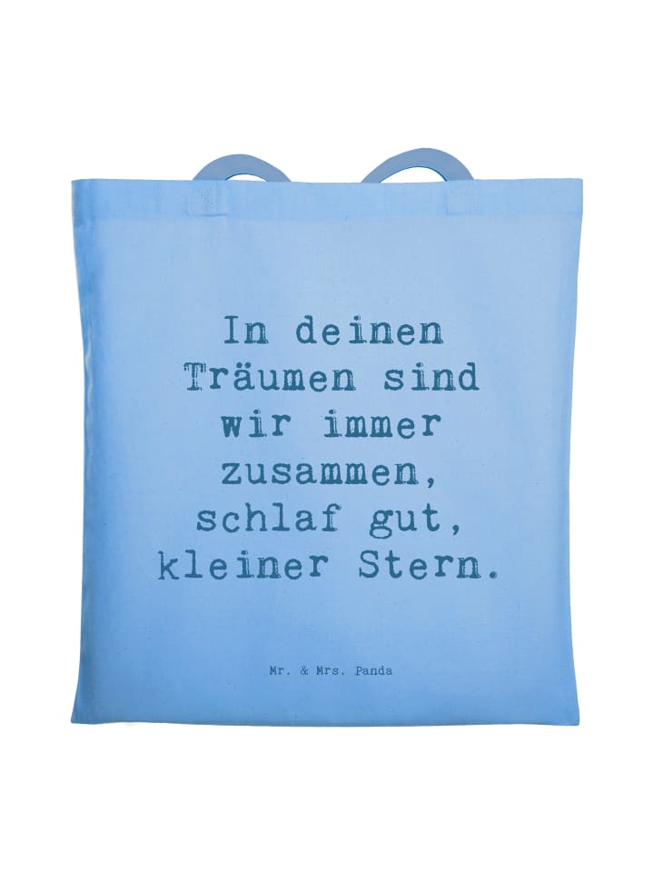 Tasche Spruch Alleine schlafen lernen mit Spruch in Sky Blue