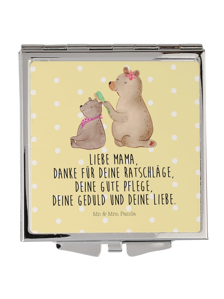 Schminkspiegel Bär Kind mit Spruch in Gelb Pastell