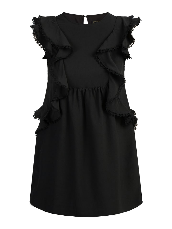 Damen Minikleid Mit Rüschen in Schwarz