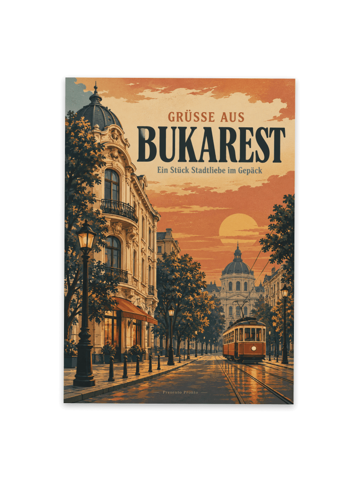 Ansichtskarte Stadt nostalgisch Design mit Spruch in Weiß