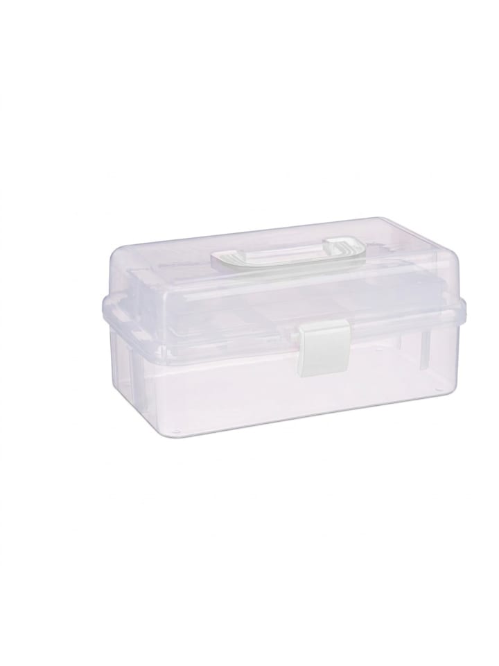 Aufbewahrungsbox in Transparent/ Weiß - (B)33 x (H)14,5 x(T)19 cm