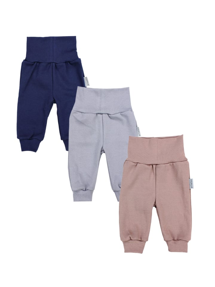 Baby Jungen Jogginghose mit Breitem Bund 3er Pack in grau/beige