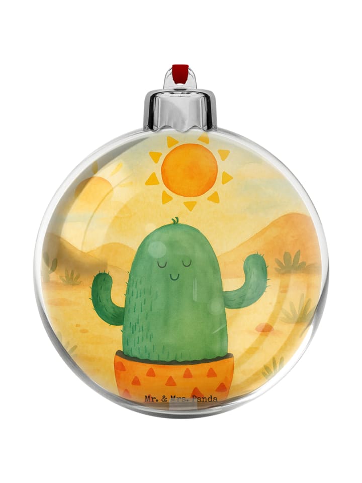Christbaumkugel Kaktus Sonne Design ohne Spruch in Weiß