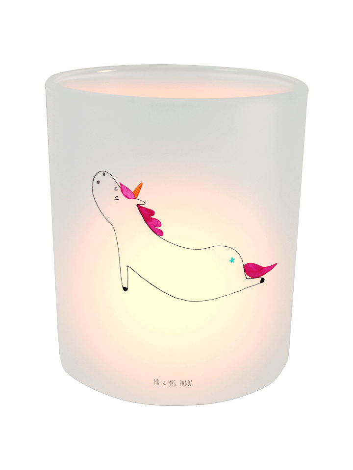 Teelichthalter Einhorn Yoga ohne Spruch in Transparent