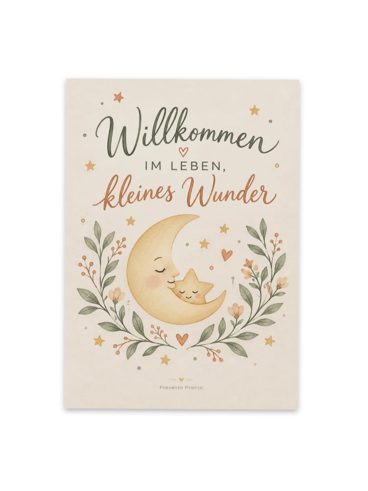 Postkarte Mond zärtlich Design mit Spruch in Weiß