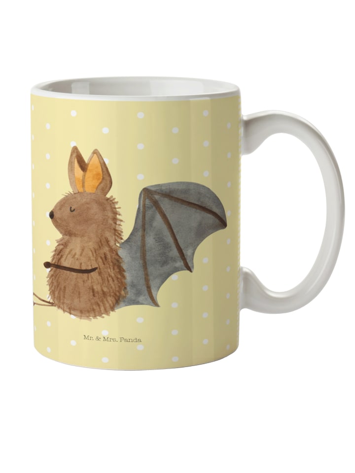 Pott Fledermaus Sitzen ohne Spruch in Gelb Pastell