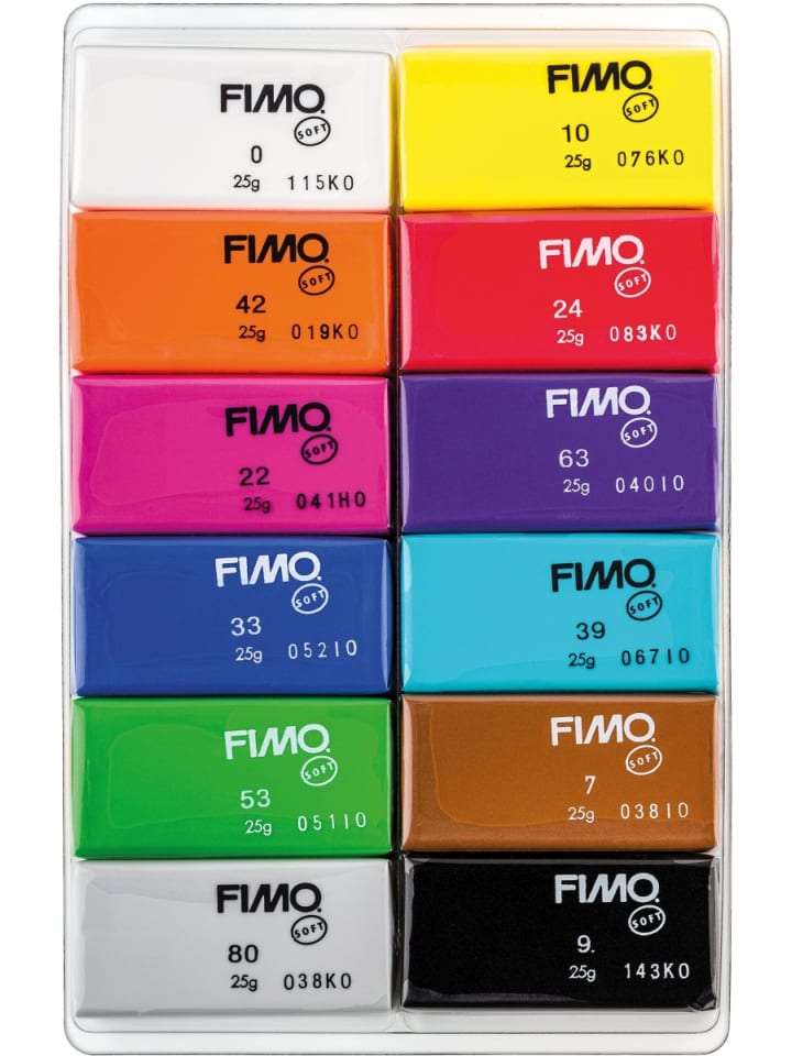 Modelliermasse Fimo soft -Basic Colours- farbig sortiert 12x 25g