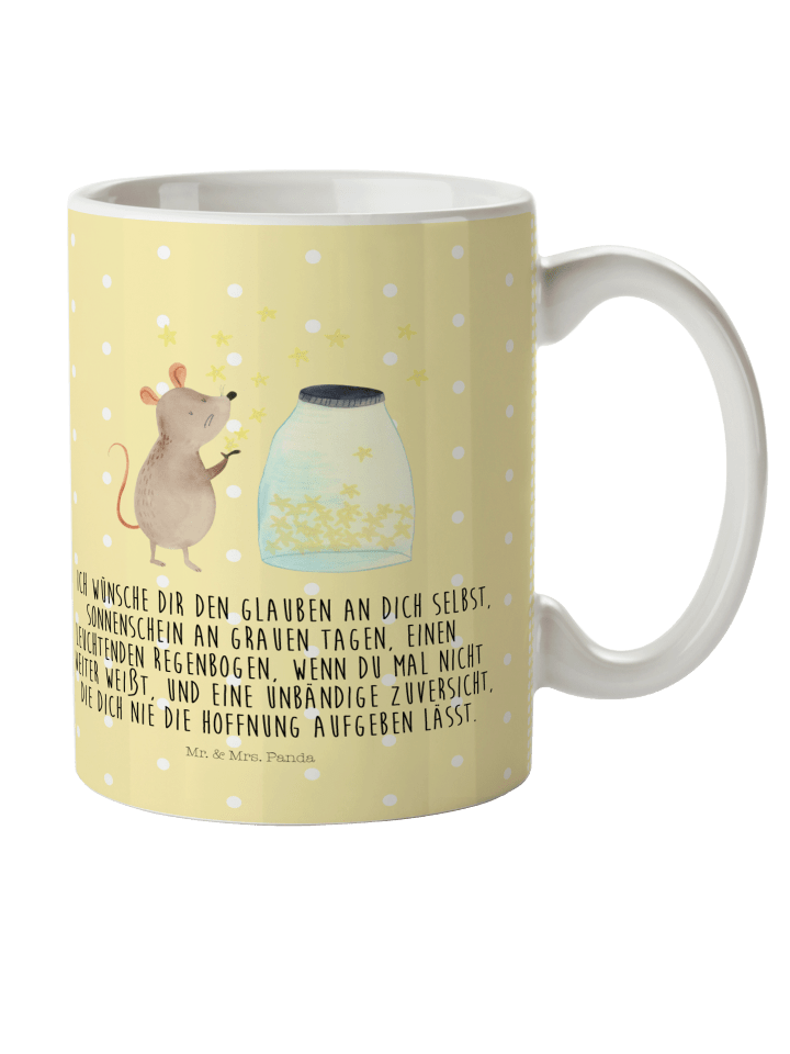 Kinderpott Maus Sterne mit Spruch in Gelb Pastell