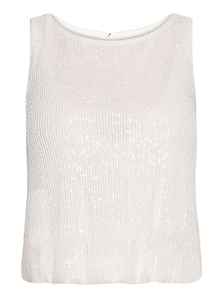 Pailletten-Top im Glitzer-Look in Rohweiß