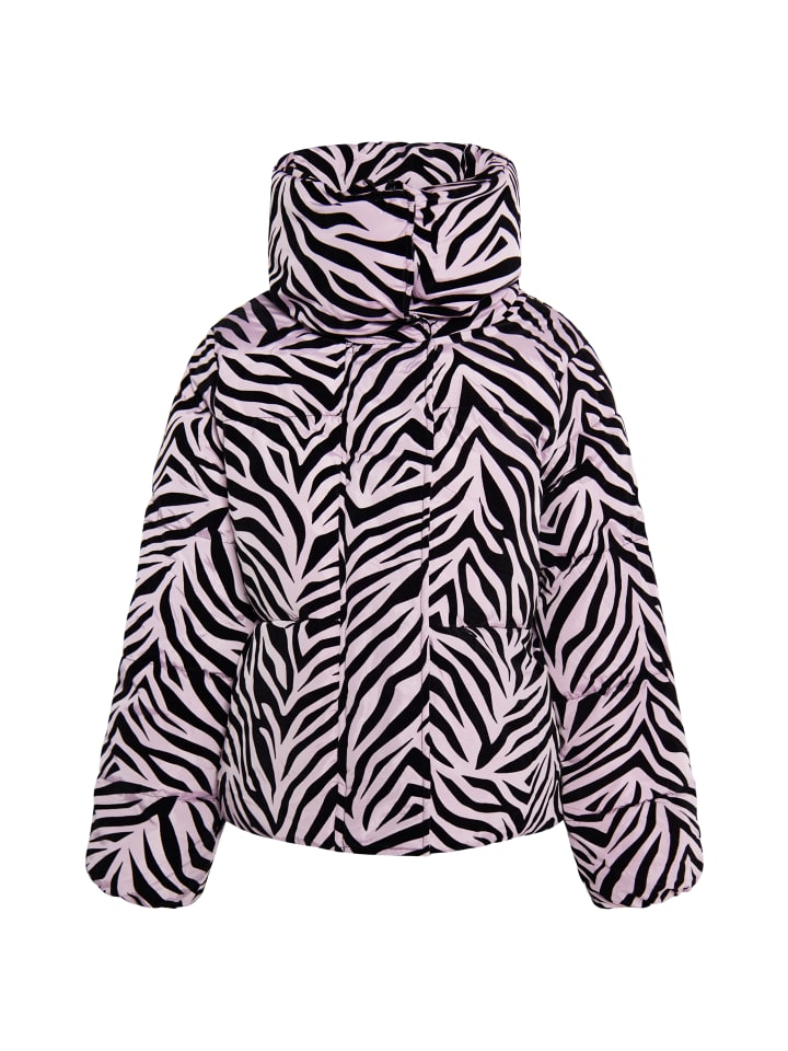 Damen Steppjacke Mit Zebra-Print in Mauve Zebra