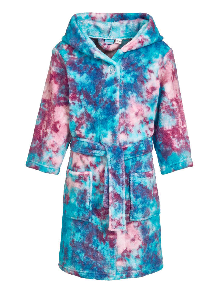 Fleece-Bademantel Batik in türkis